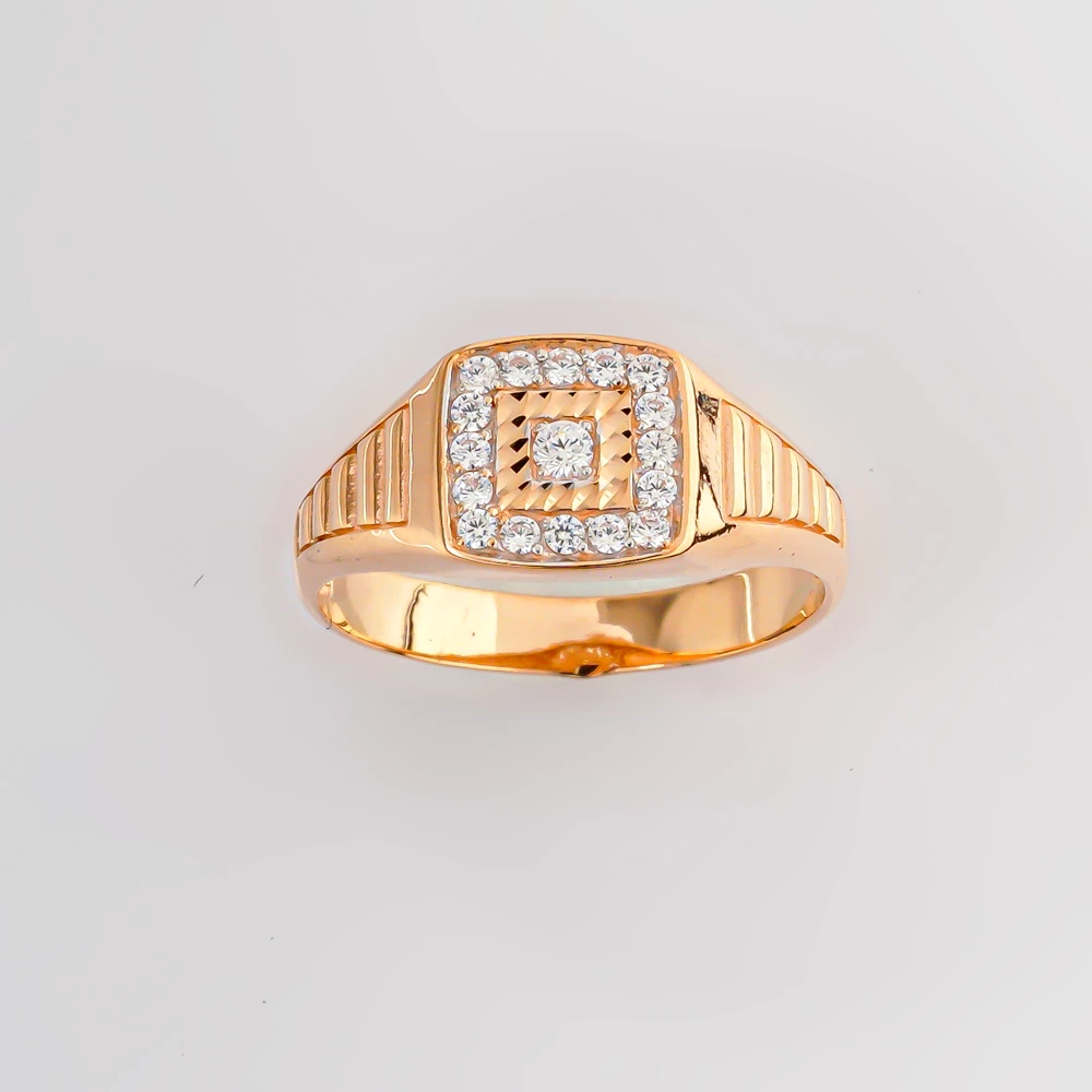 Кольцо с фианитом из красного золота 585 пробы