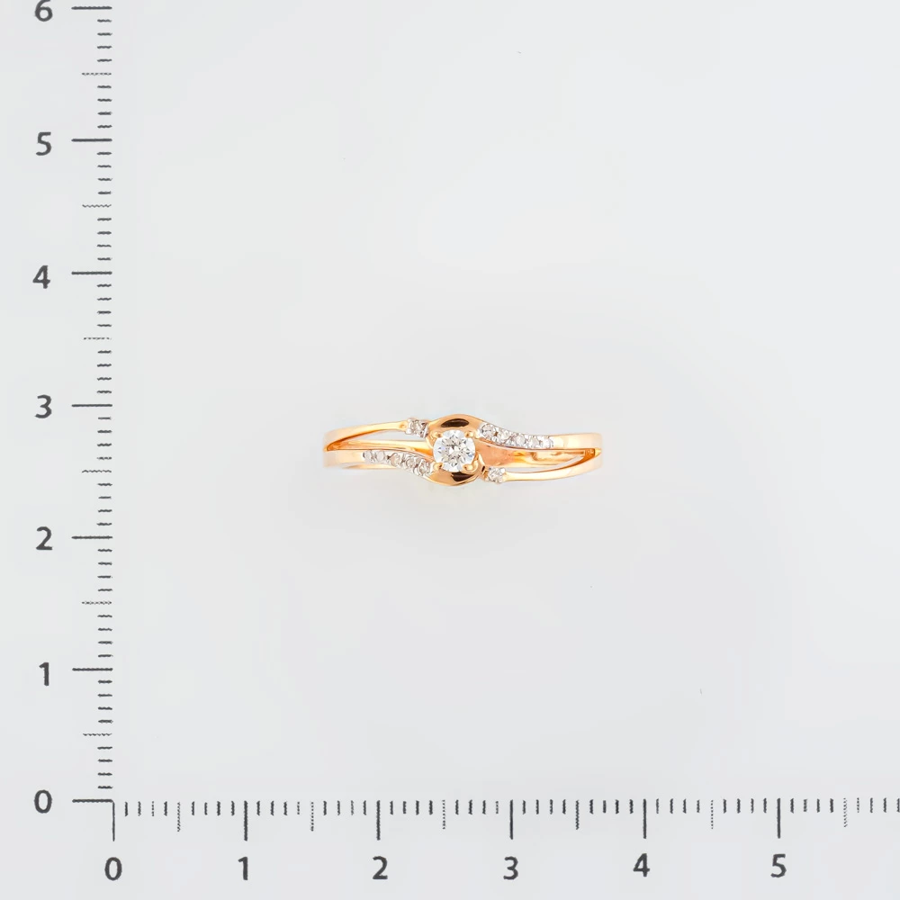 Кольцо с бриллиантом из красного золота 585 пробы