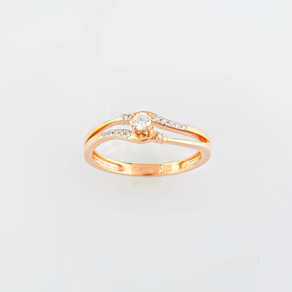 Кольцо с бриллиантом из красного золота 585 пробы