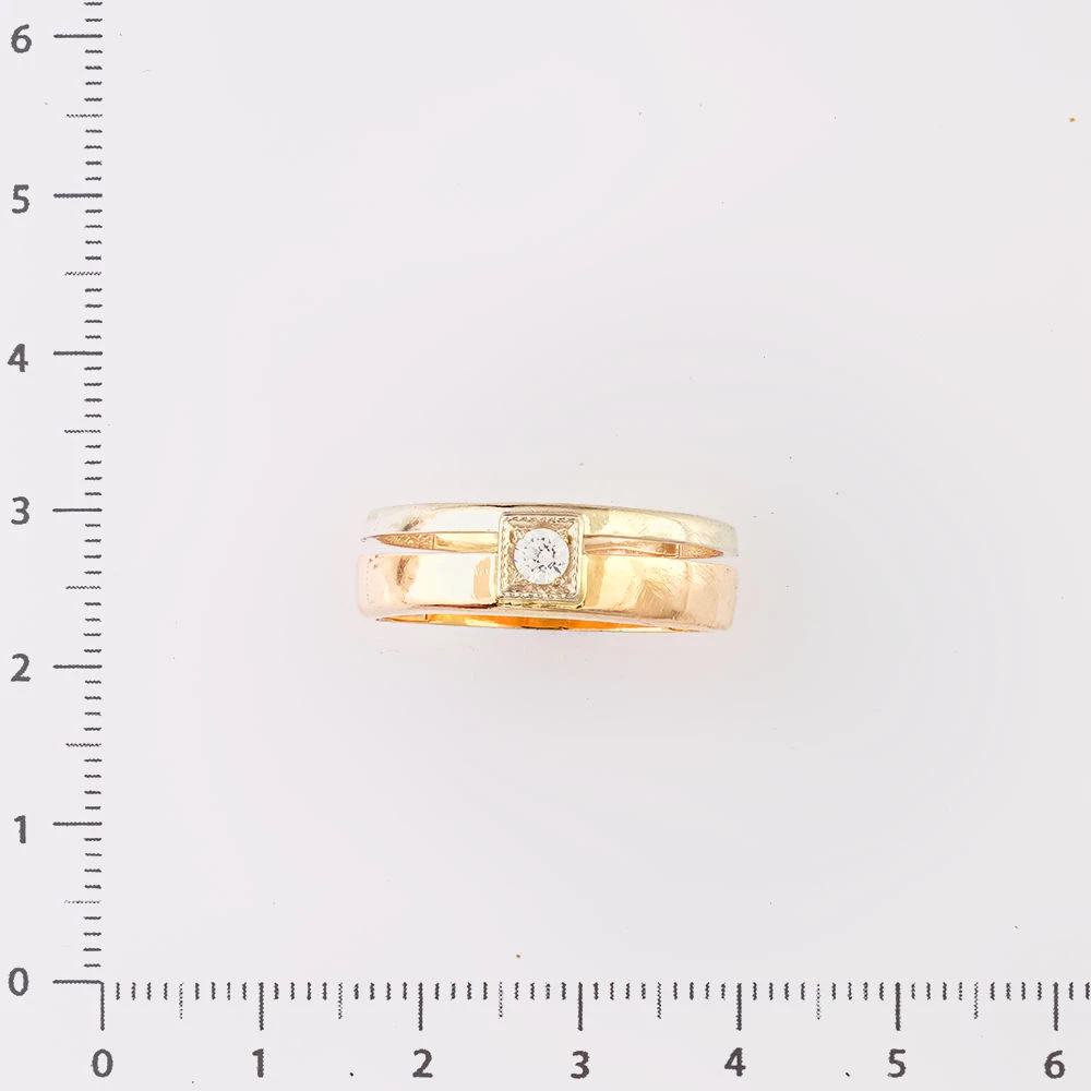 Кольцо с фианитом из красного золота 585 пробы