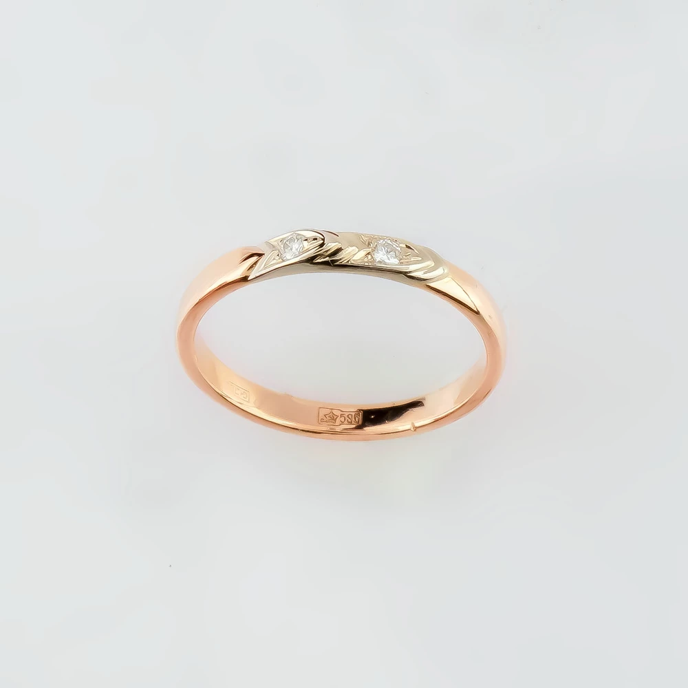 Кольцо с бриллиантом из красного золота 585 пробы