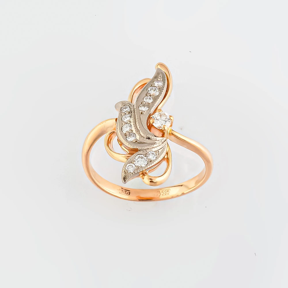 Кольцо с бриллиантом из красного золота 585 пробы