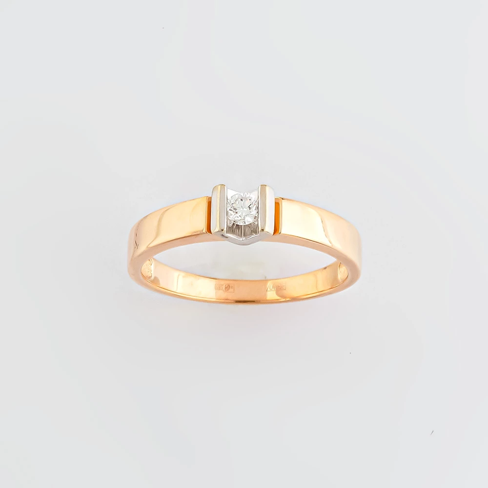 Кольцо с бриллиантом из красного золота 585 пробы