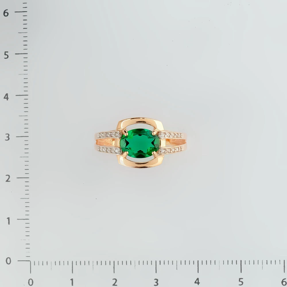 Кольцо с изумрудом синтетическим из красного золота 375 пробы