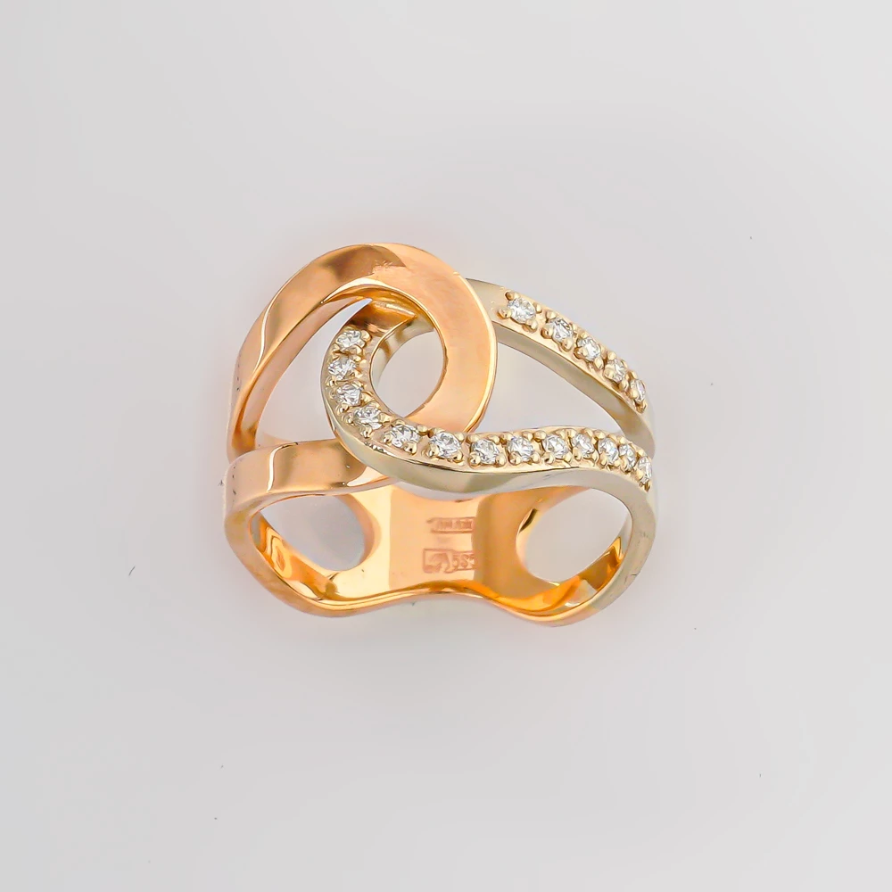 Кольцо с бриллиантом из красного золота 585 пробы