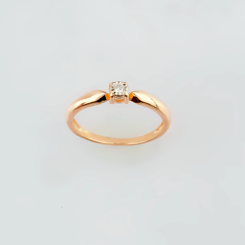 Кольцо с бриллиантом из красного золота 585 пробы