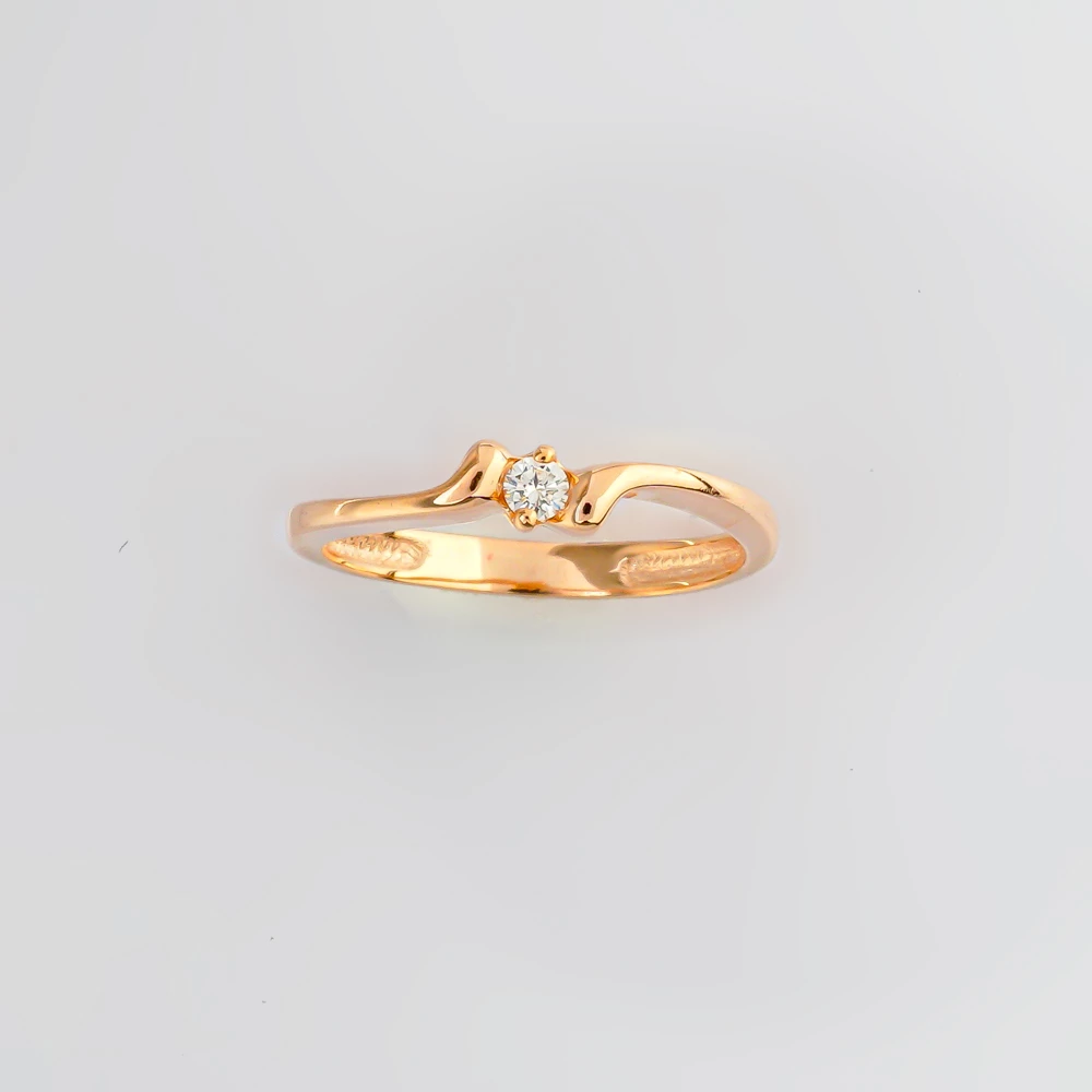 Кольцо с бриллиантом из красного золота 585 пробы