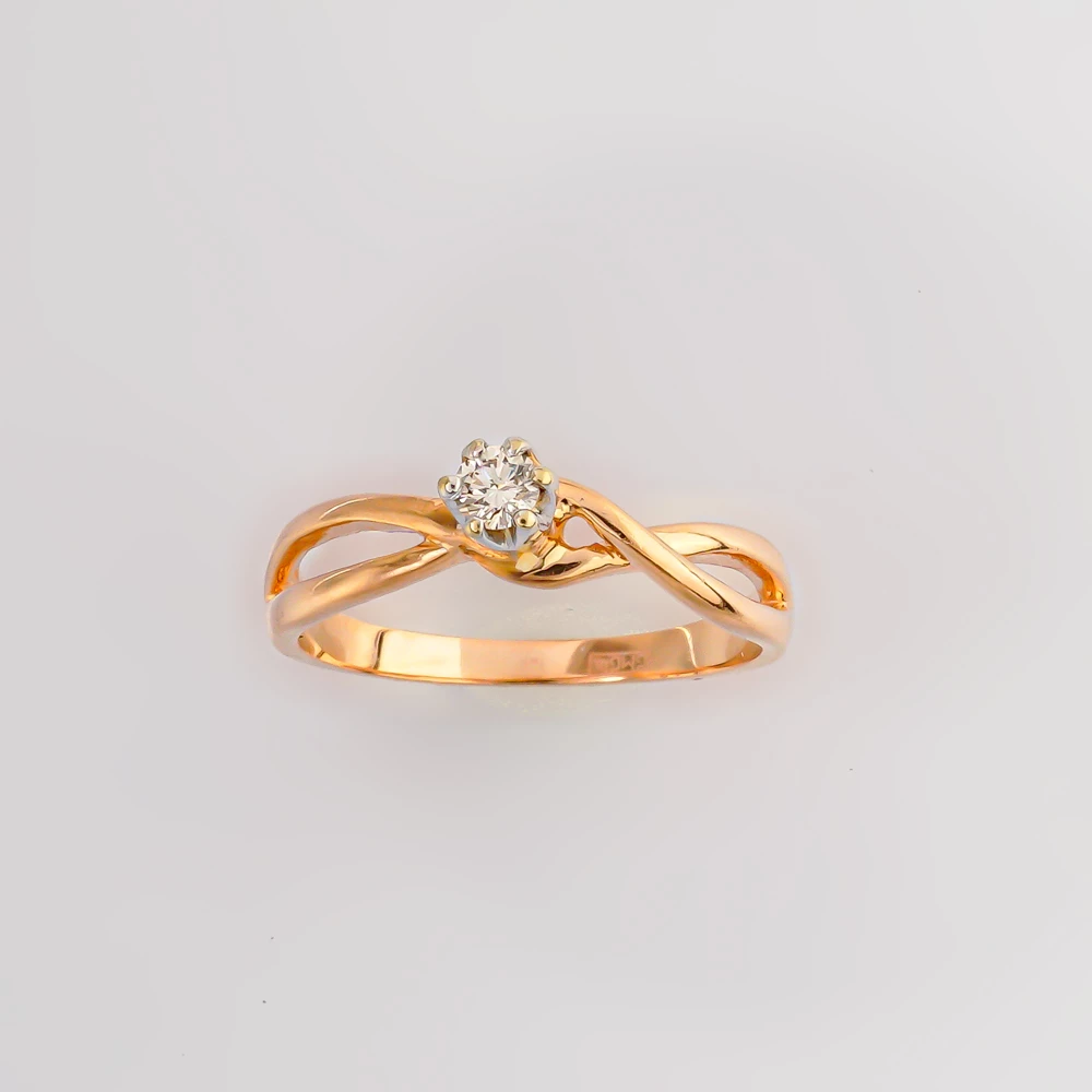 Кольцо с бриллиантом из красного золота 585 пробы