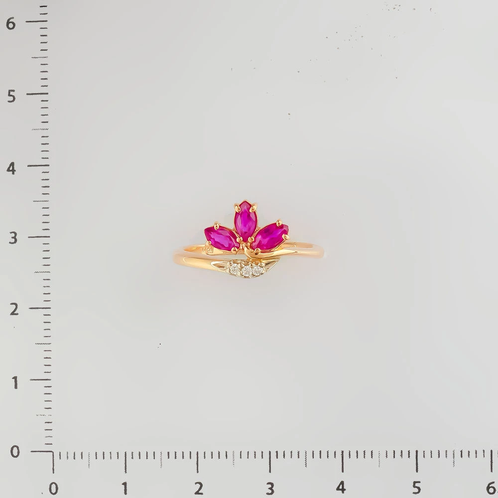 Кольцо с рубином из красного золота 585 пробы