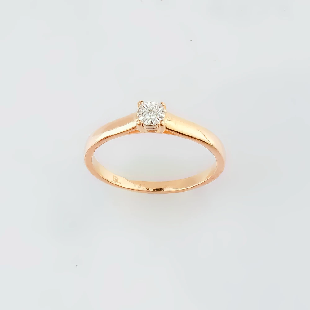 Кольцо с бриллиантом из красного золота 585 пробы