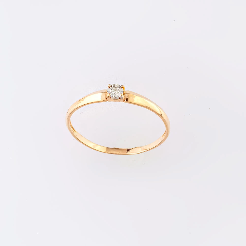 Кольцо с бриллиантом из красного золота 585 пробы