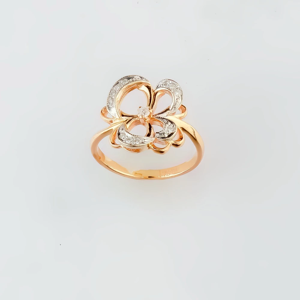 Кольцо с бриллиантом из красного золота 585 пробы