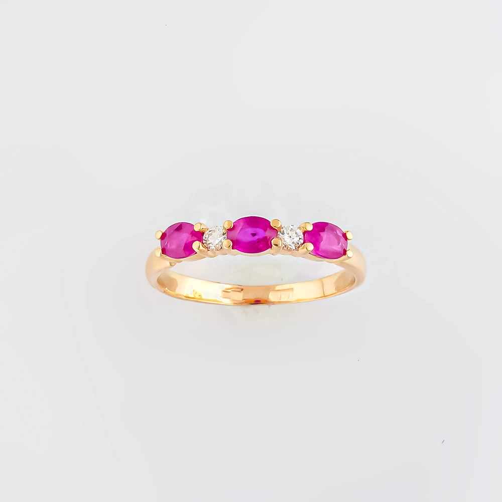 Кольцо с рубином из красного золота 585 пробы