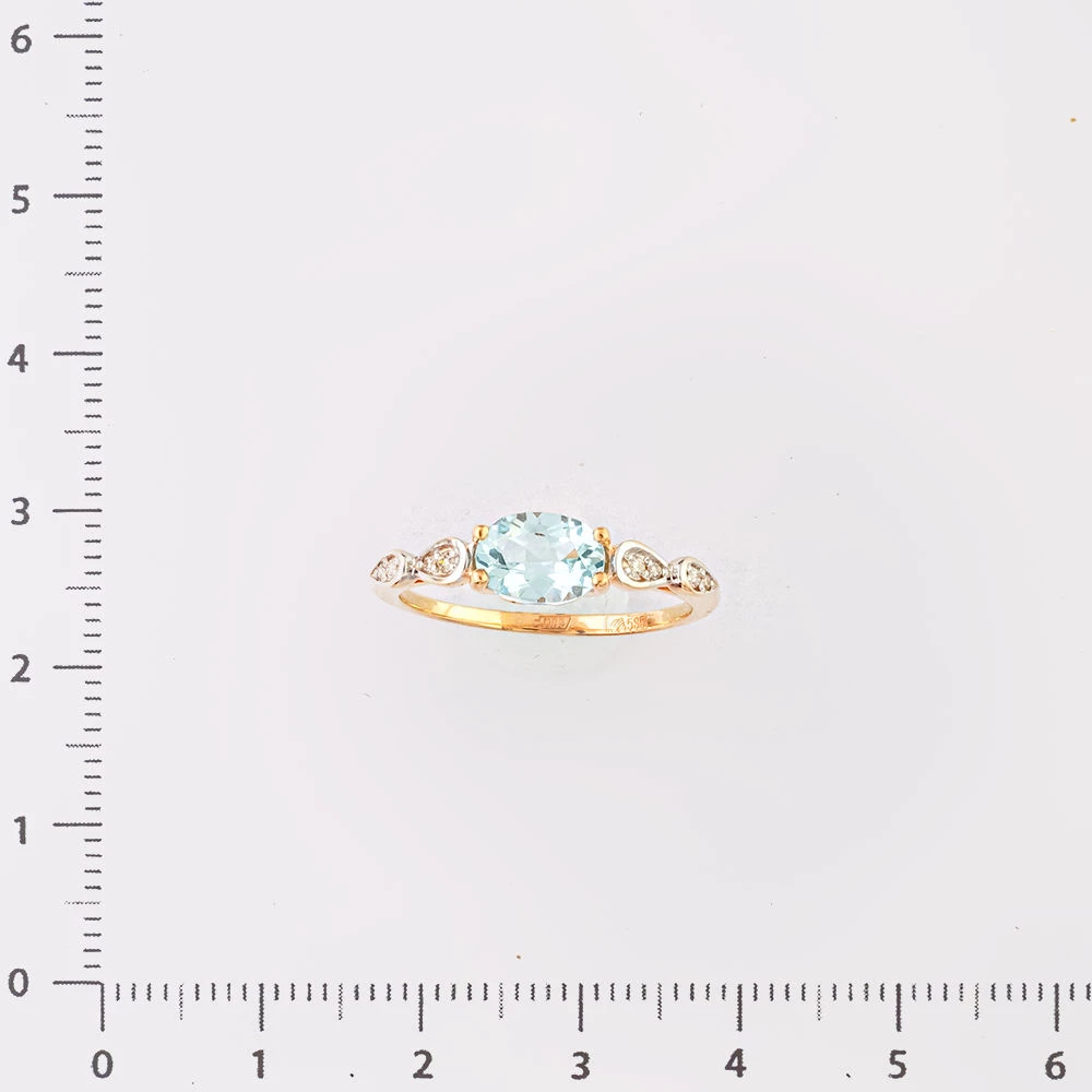 Кольцо с топазом из красного золота 585 пробы