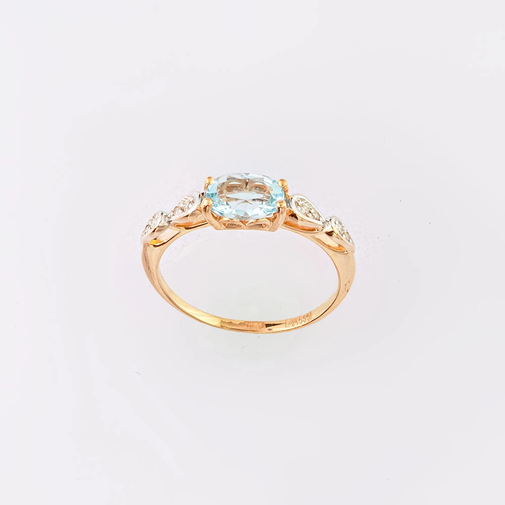 Кольцо с топазом из красного золота 585 пробы