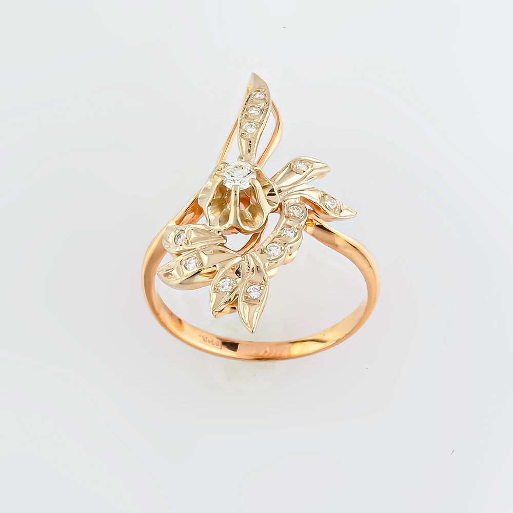 Кольцо с бриллиантом из красного золота 585 пробы