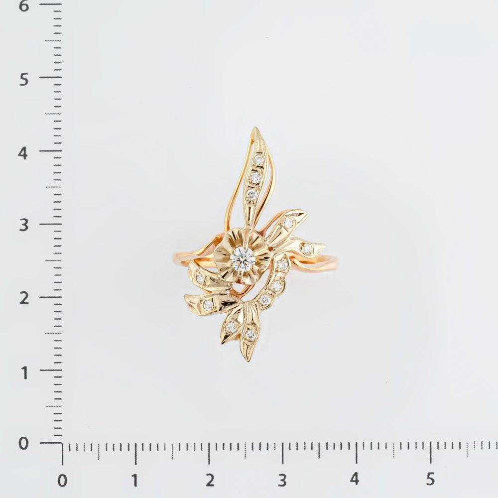 Кольцо с бриллиантом из красного золота 585 пробы