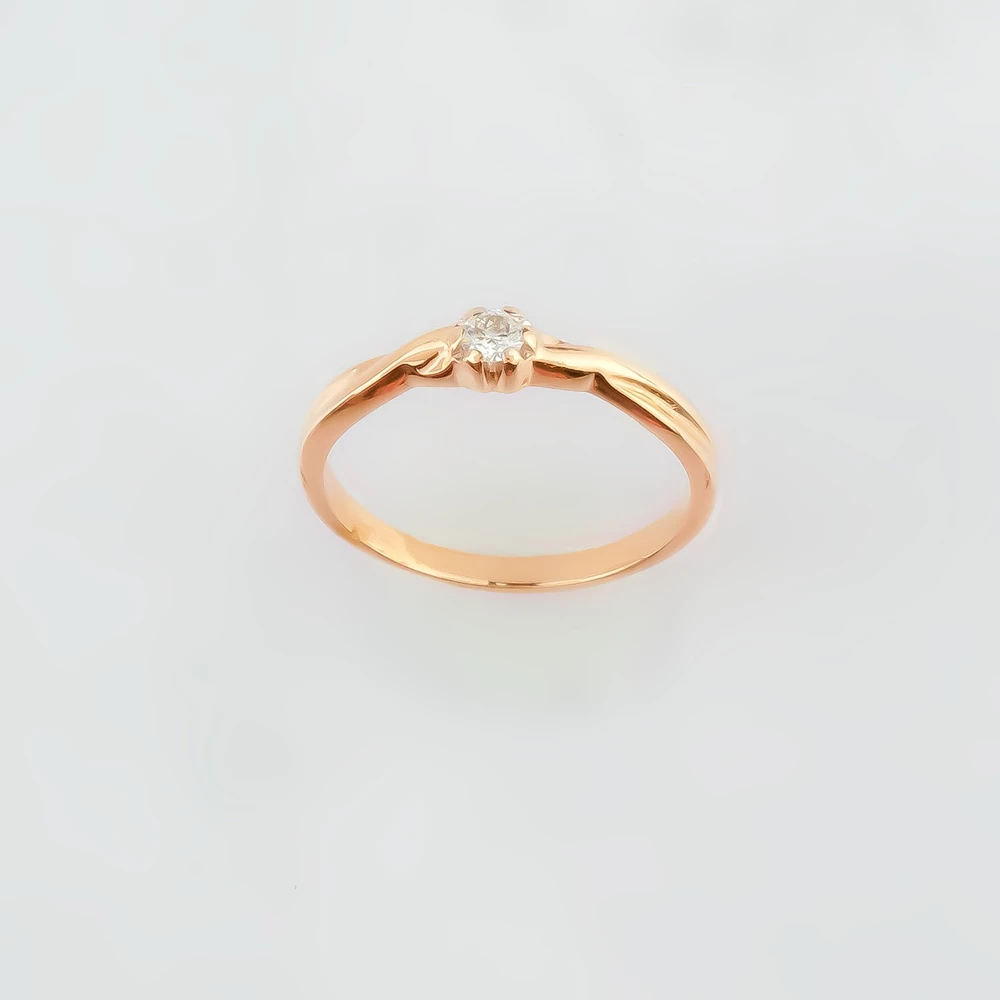 Кольцо с бриллиантом из красного золота 585 пробы