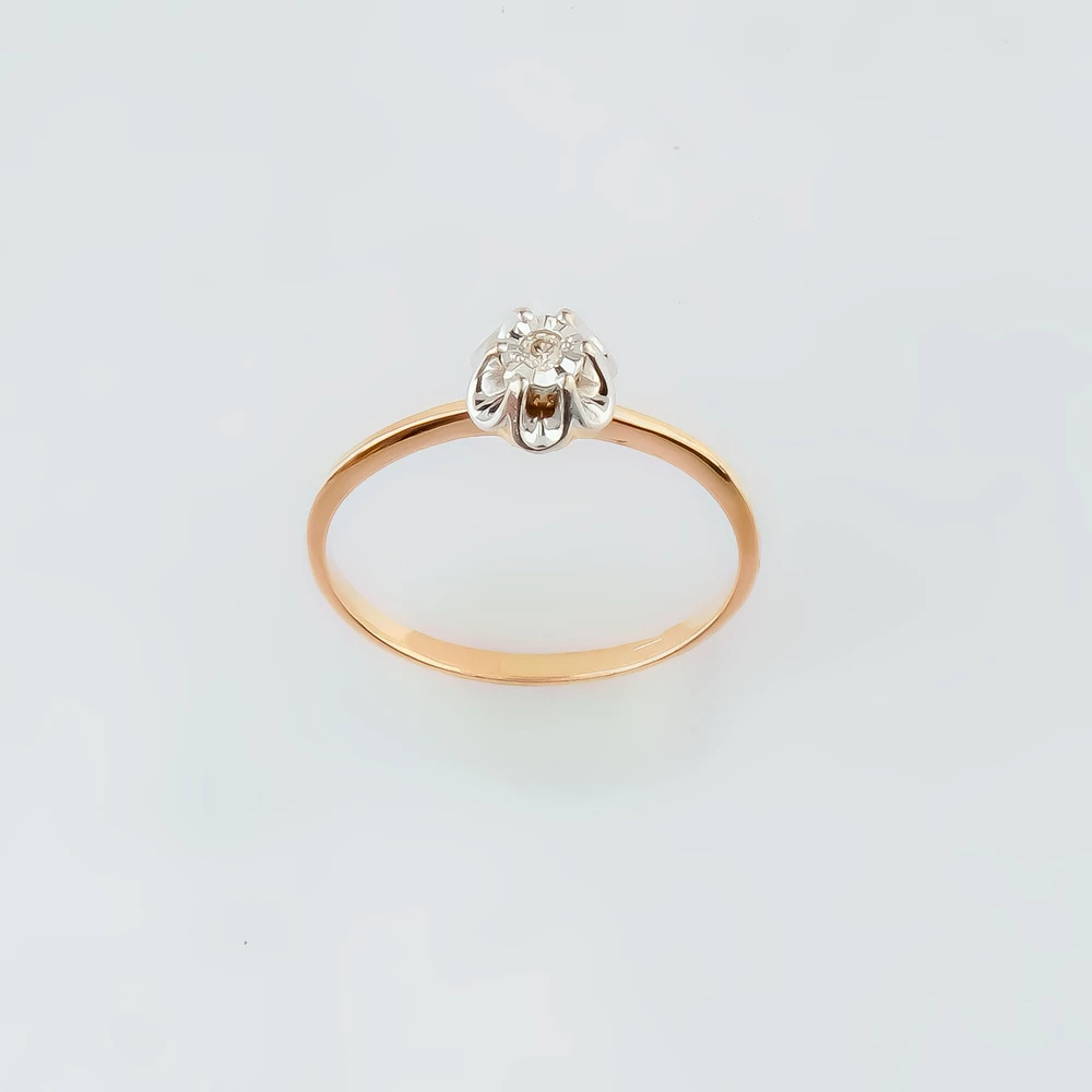 Кольцо с бриллиантом из красного золота 585 пробы