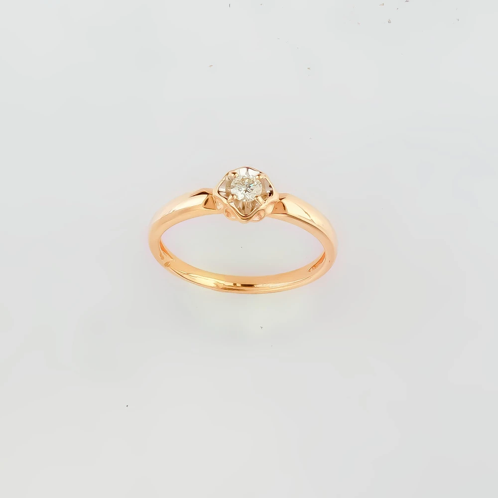 Кольцо с бриллиантом из красного золота 585 пробы