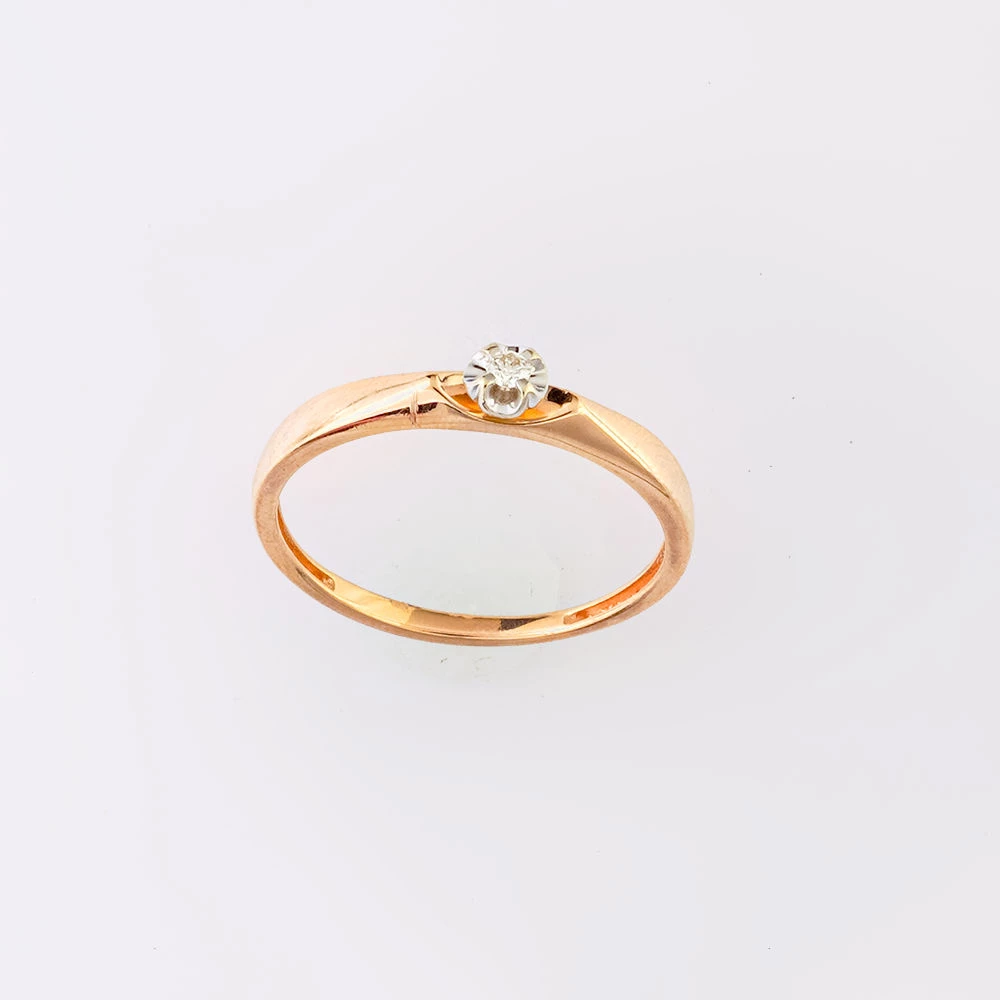 Кольцо с бриллиантом из красного золота 585 пробы