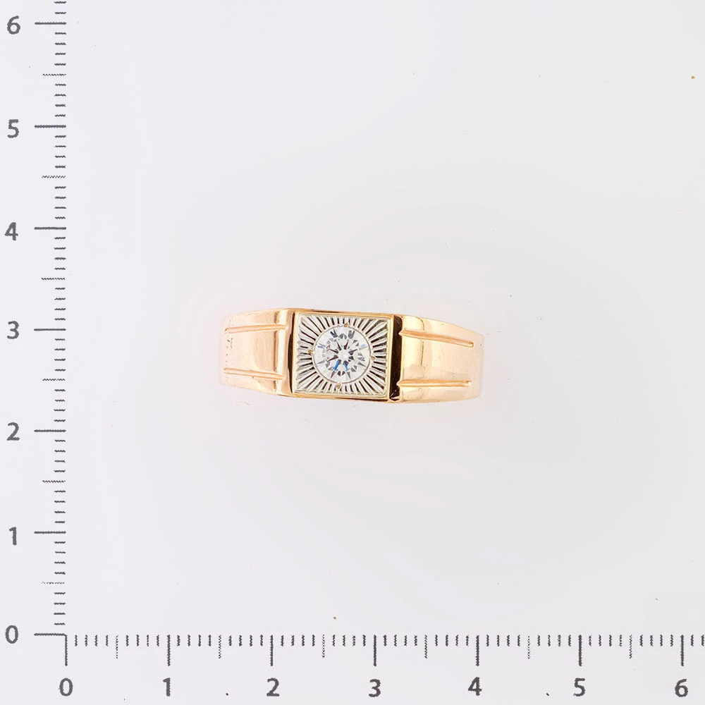 Кольцо с фианитом из красного золота 585 пробы