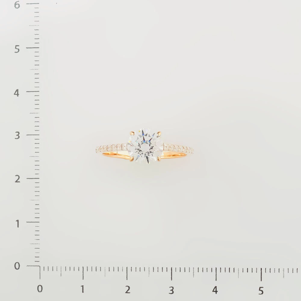 Кольцо с фианитом из красного золота 585 пробы