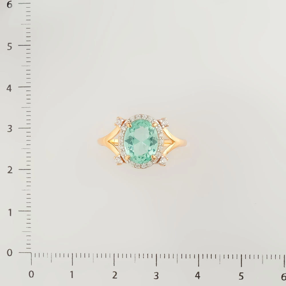 Кольцо с фианитом из красного золота 585 пробы