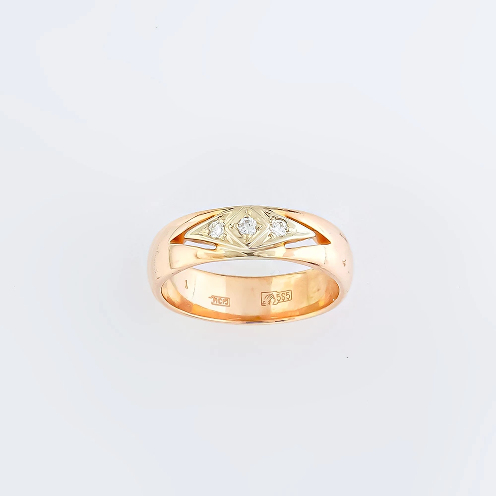 Кольцо с бриллиантом из красного золота 585 пробы