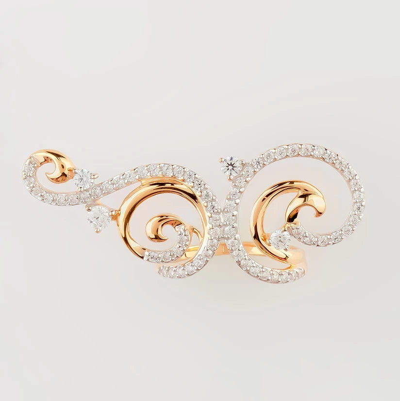 Кольцо с фианитом из красного золота 585 пробы