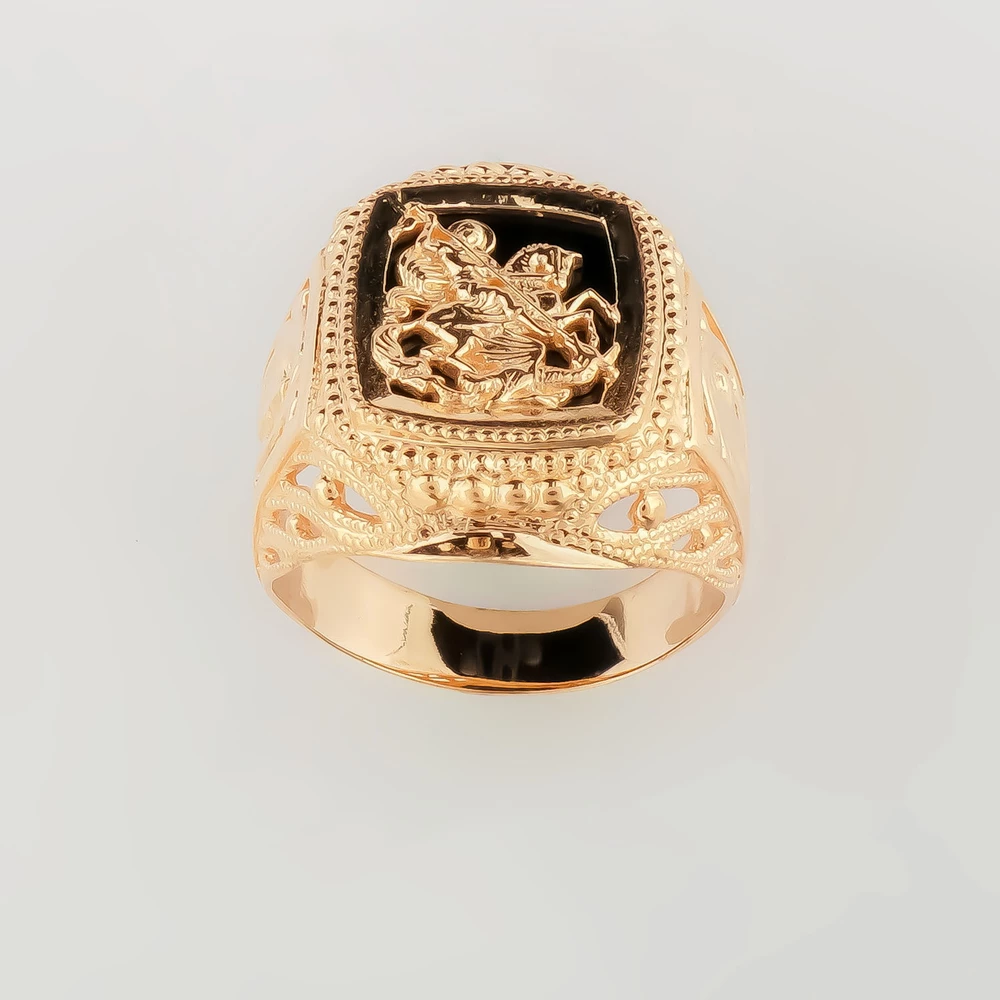 Кольцо с агатом из красного золота 585 пробы