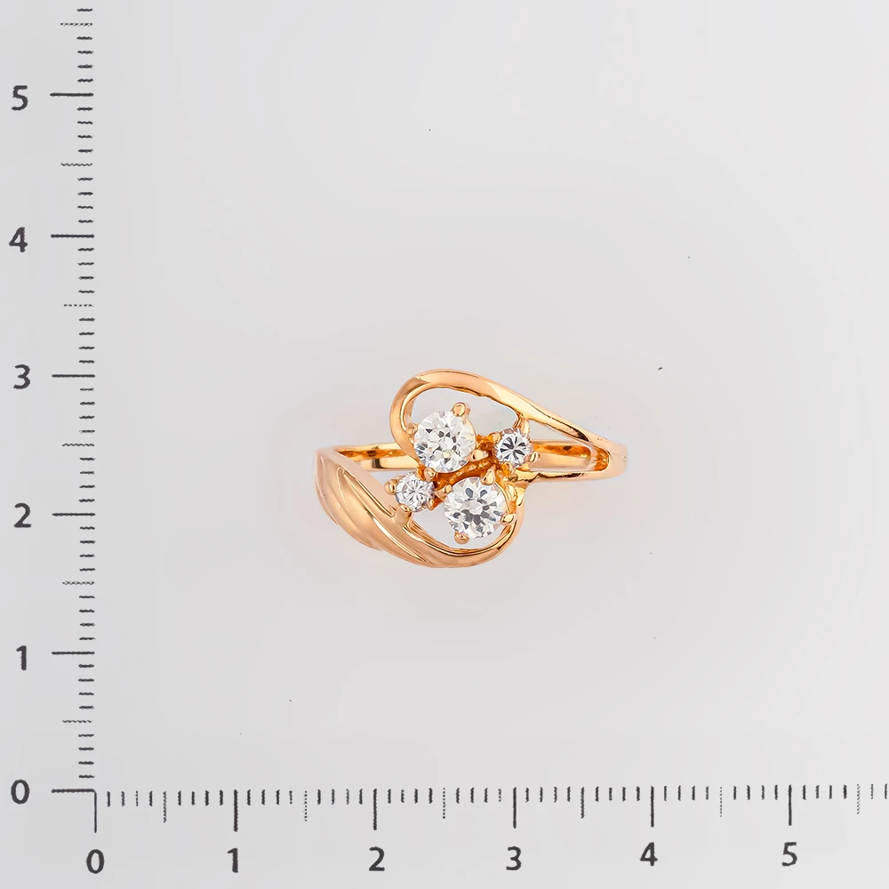 Кольцо с фианитом из красного золота 585 пробы