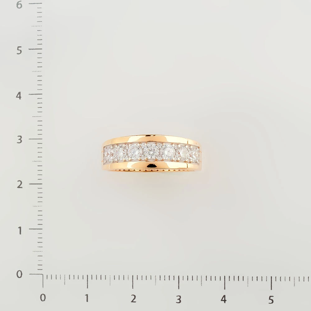 Кольцо с фианитом из красного золота 585 пробы