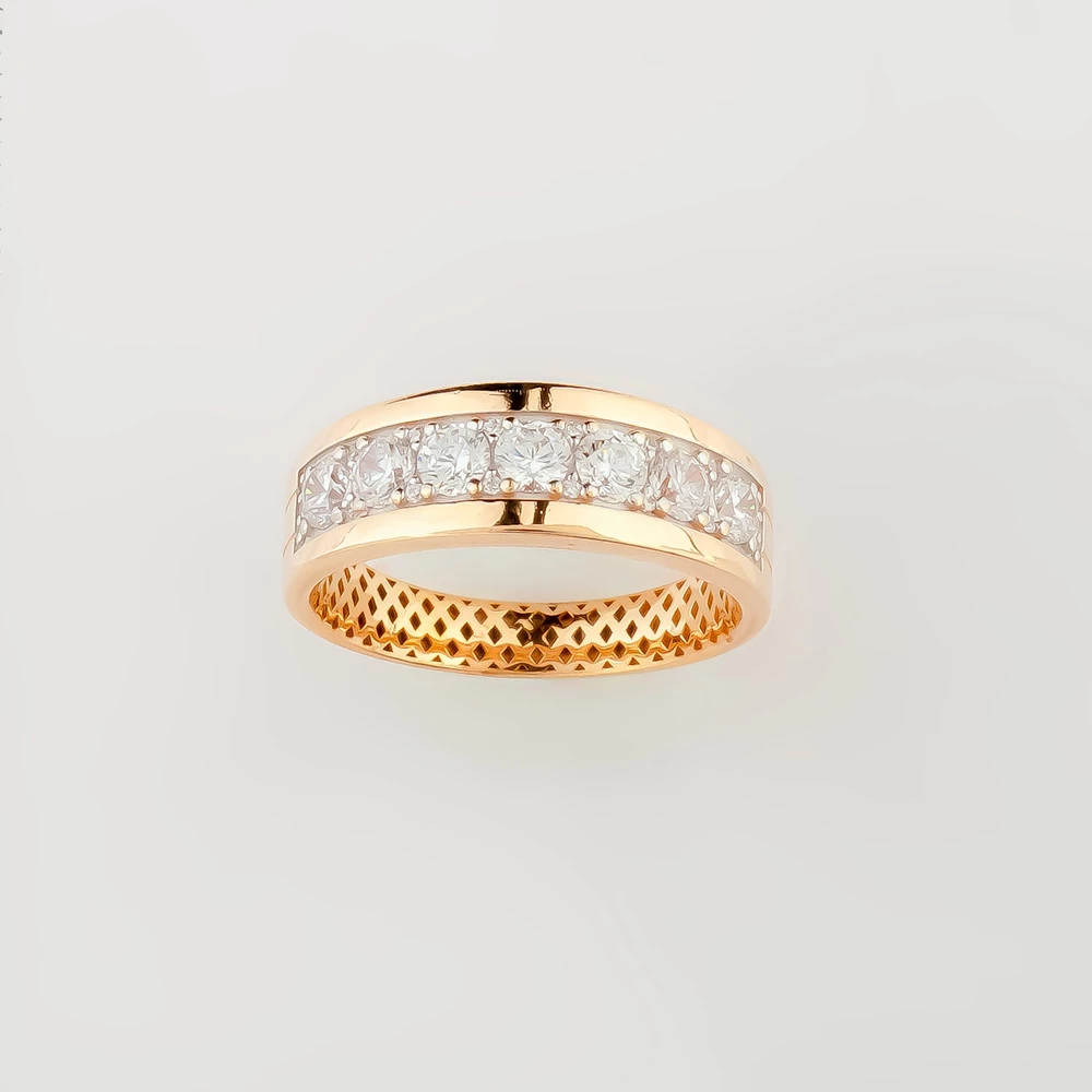 Кольцо с фианитом из красного золота 585 пробы