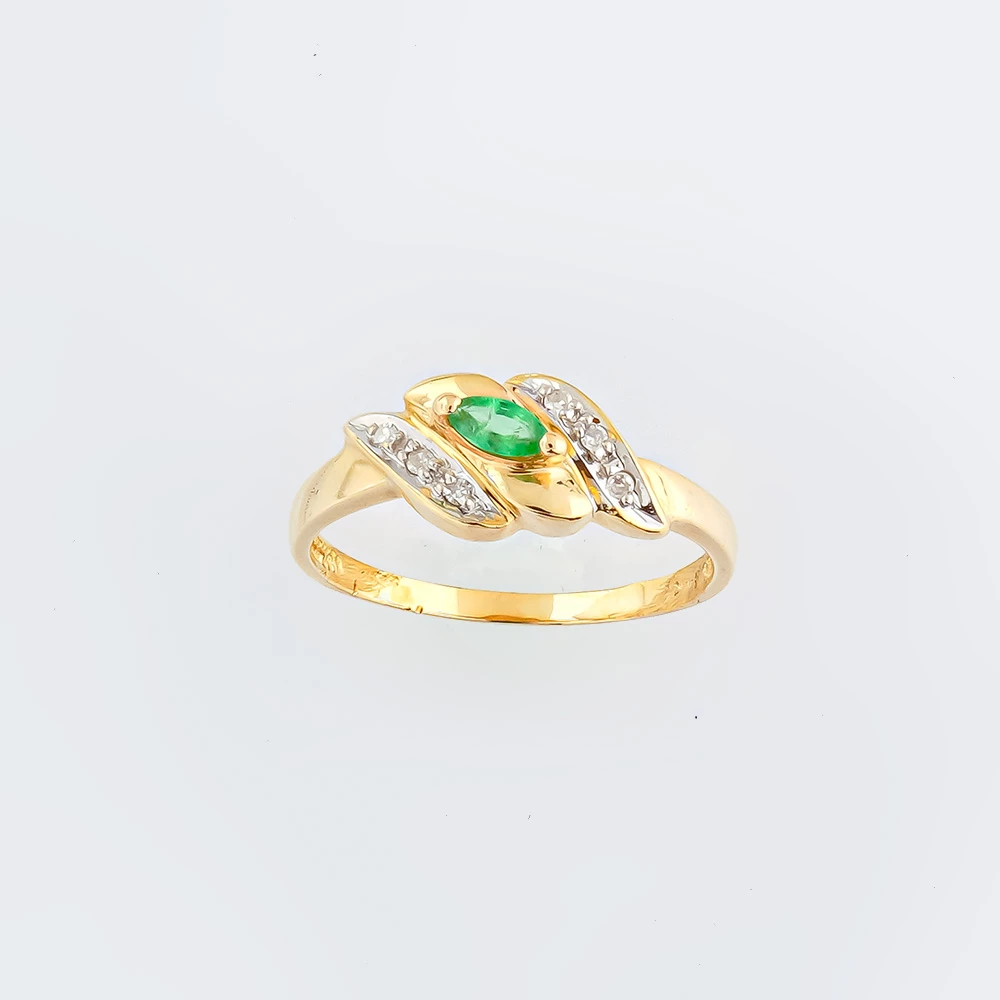 Кольцо с изумрудом из желтого золота 585 пробы