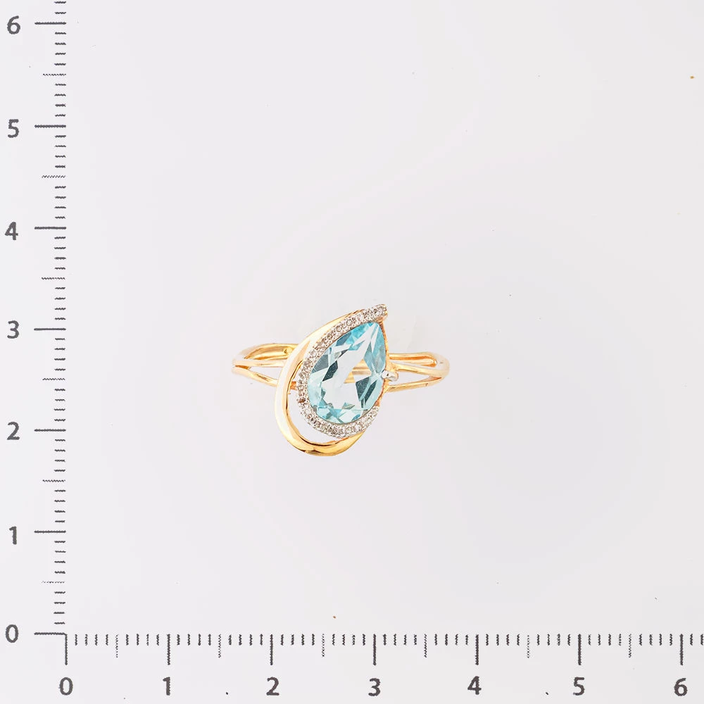 Кольцо с топазом из красного золота 585 пробы