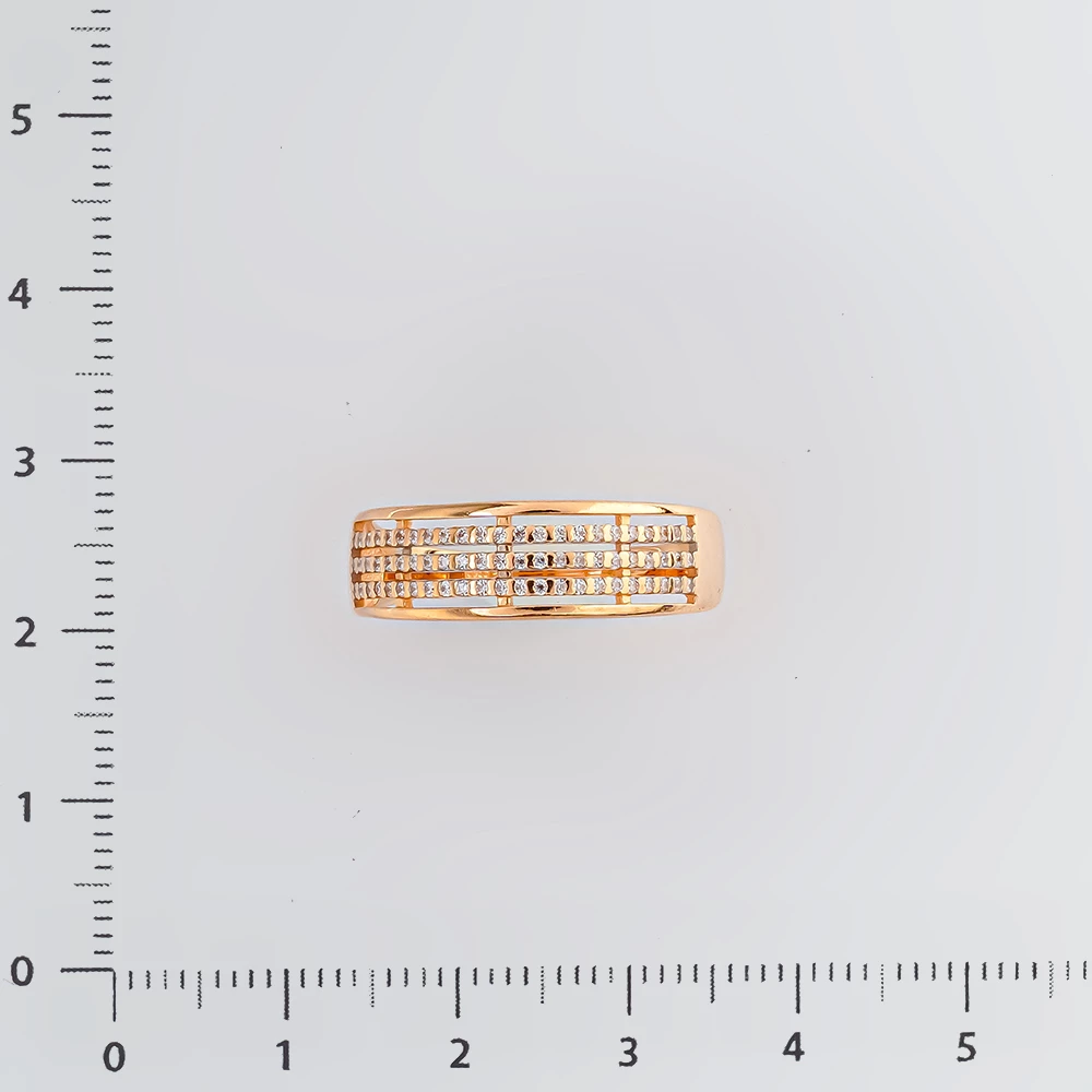 Кольцо с фианитом из красного золота 585 пробы