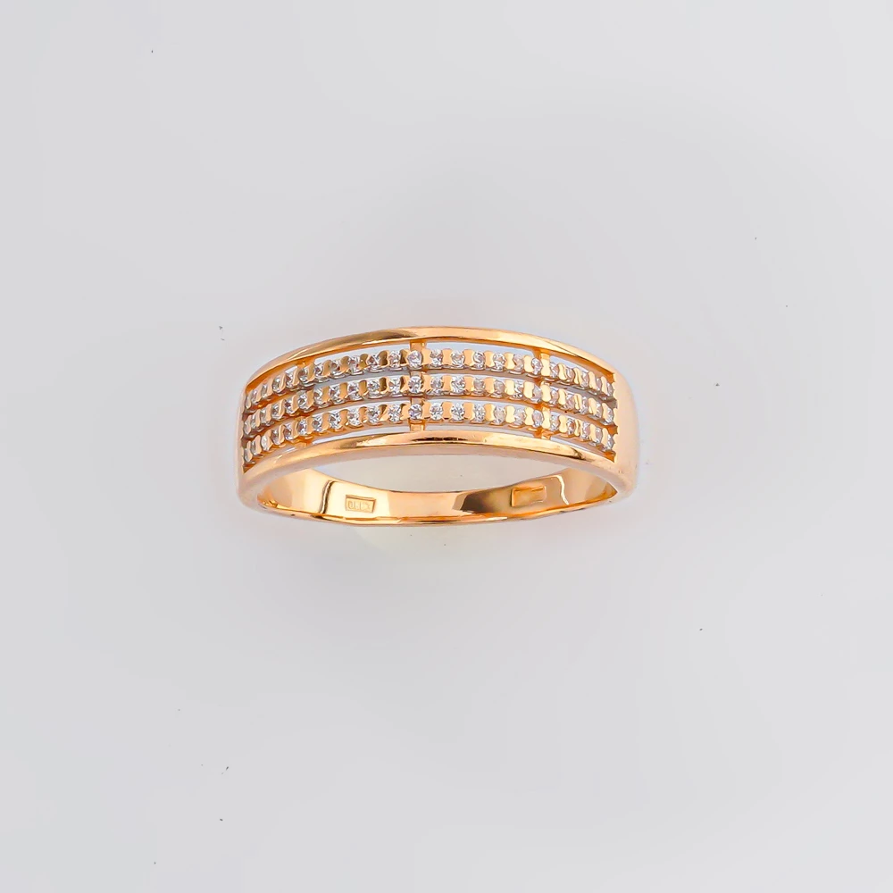 Кольцо с фианитом из красного золота 585 пробы