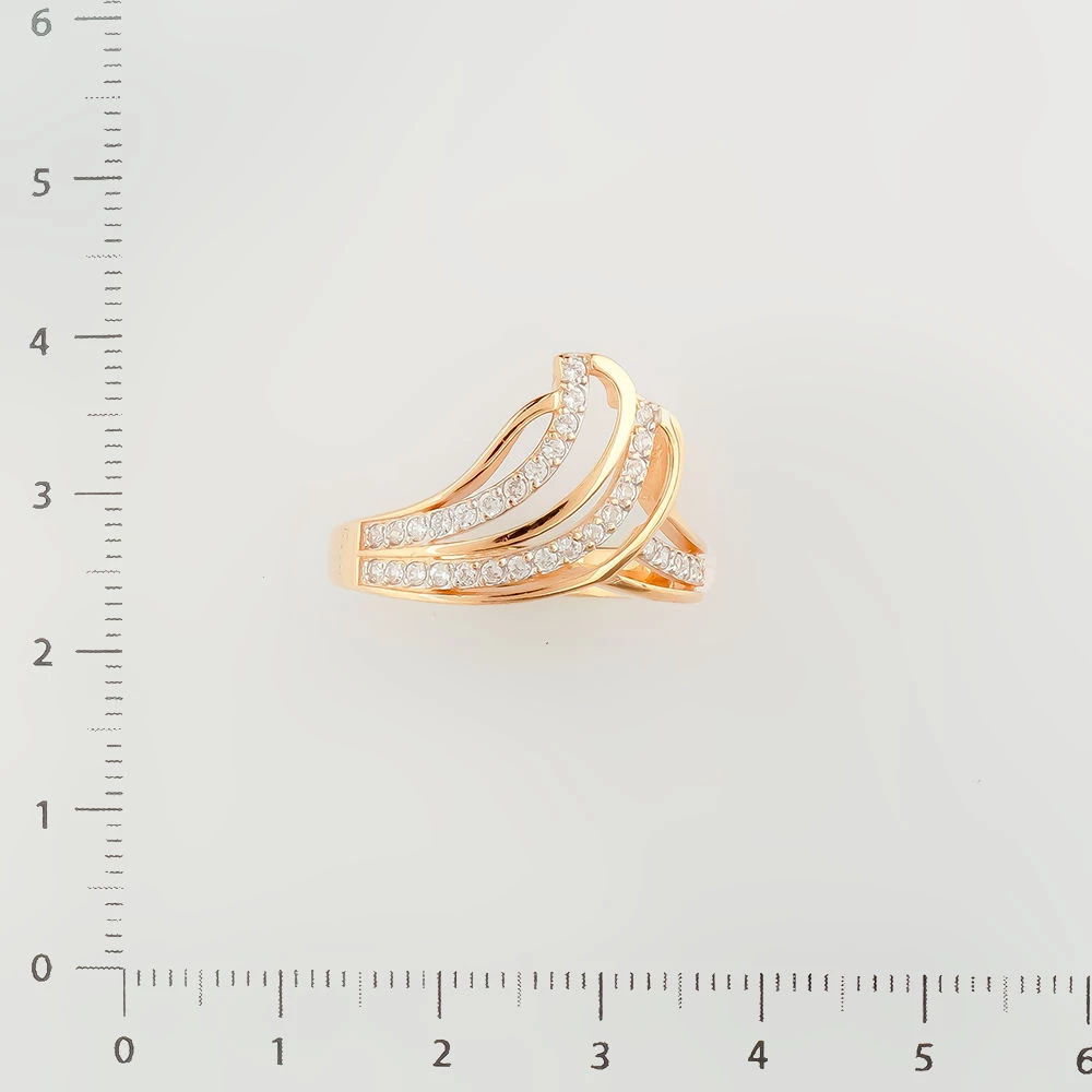 Кольцо с фианитом из красного золота 585 пробы