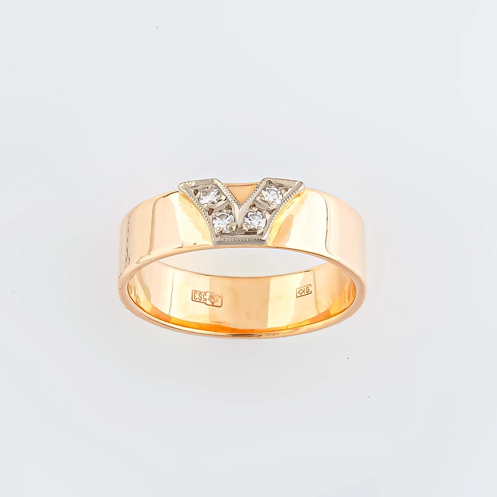 Кольцо с бриллиантом из красного золота 583 пробы