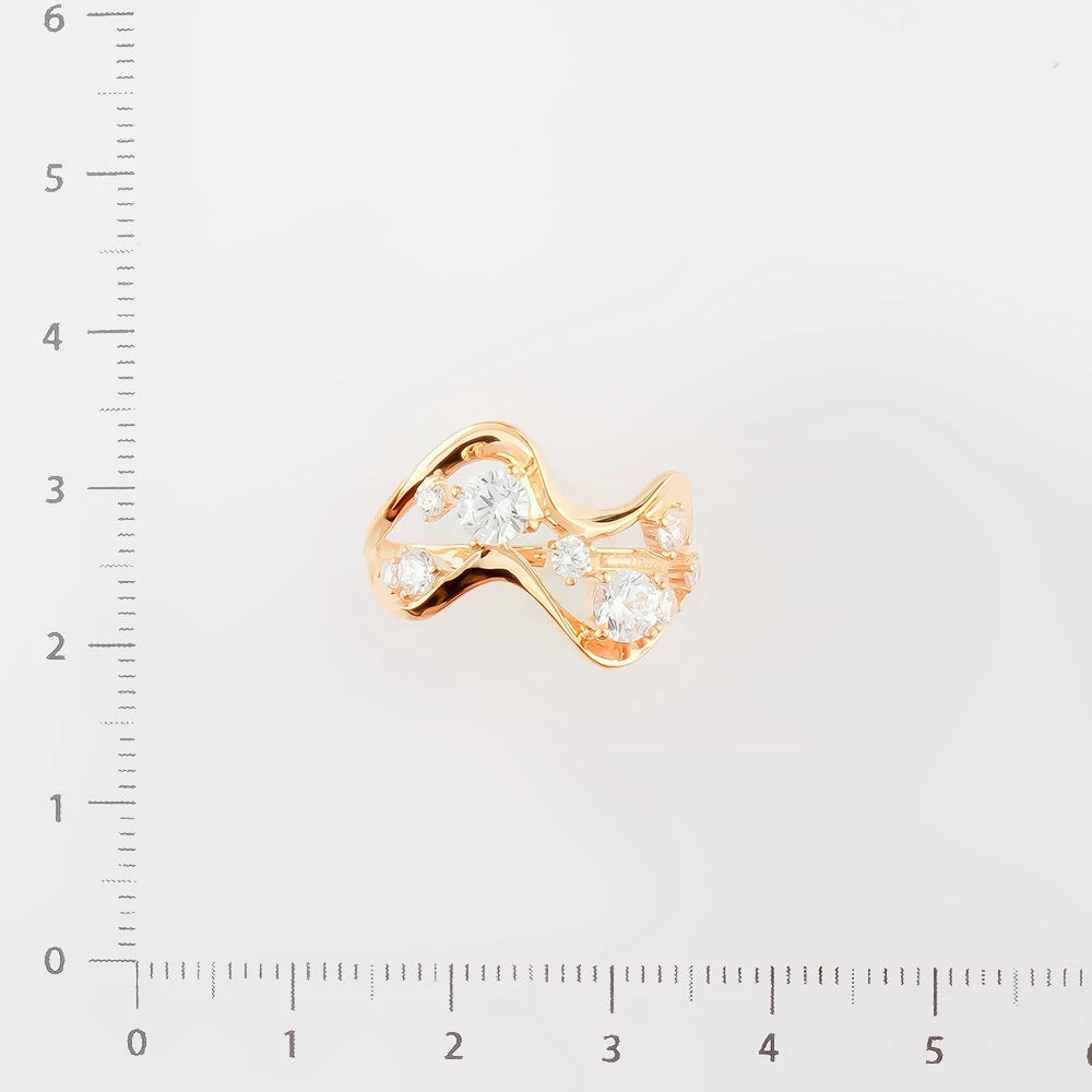 Кольцо с фианитом из красного золота 585 пробы