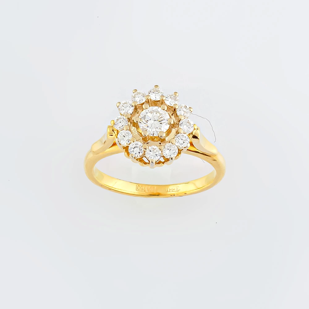 Кольцо с бриллиантом из желтого золота 750 пробы