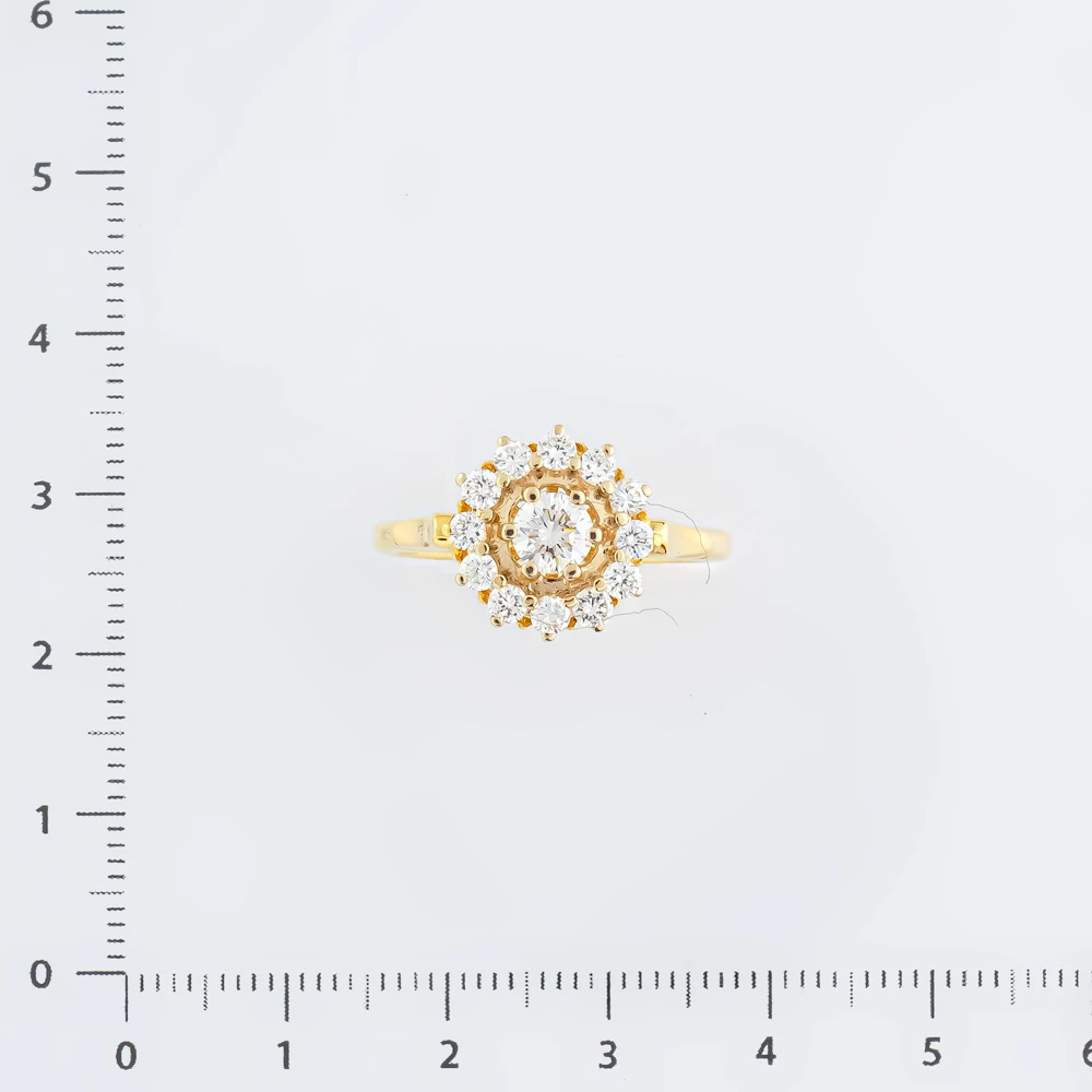 Кольцо с бриллиантом из желтого золота 750 пробы