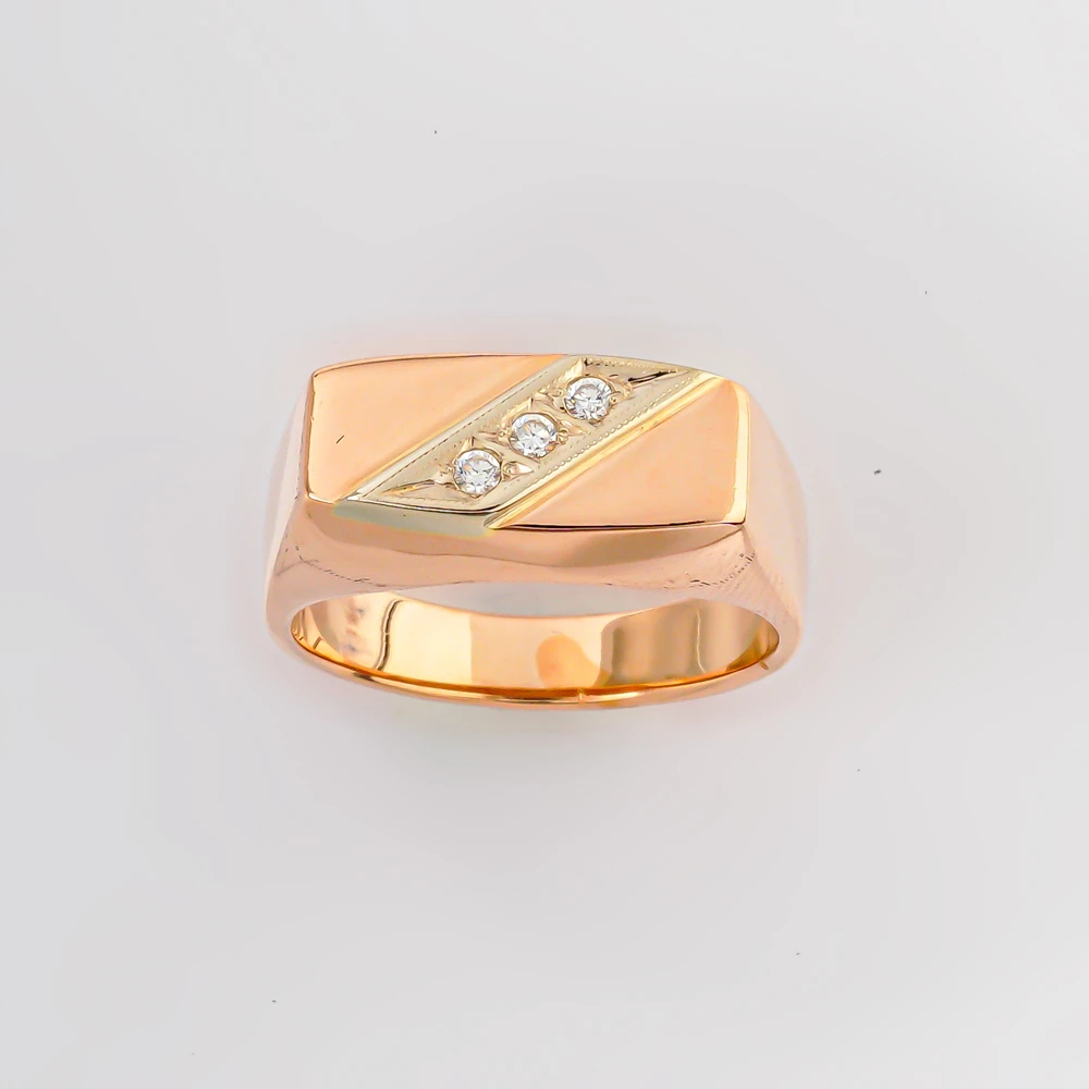 Кольцо с фианитом из красного золота 585 пробы