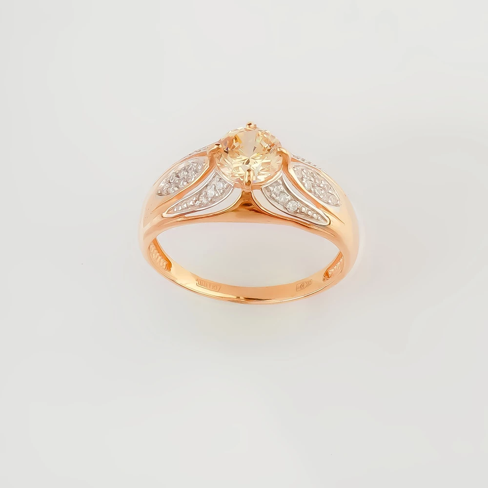 Кольцо с кварцем из красного золота 585 пробы