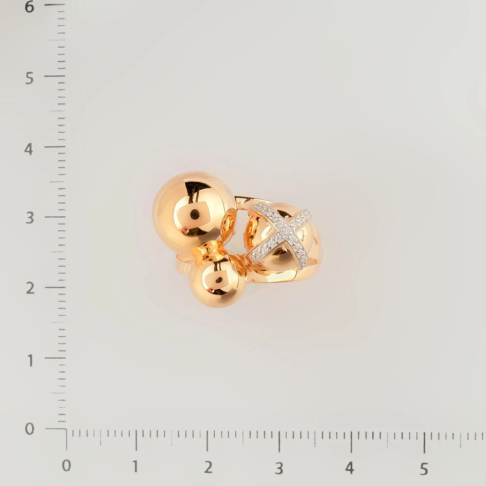 Кольцо с фианитом из красного золота 585 пробы