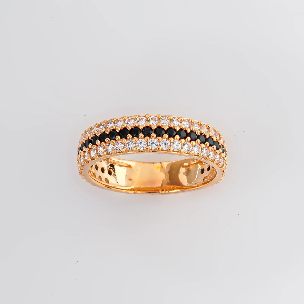 Кольцо с фианитом из красного золота 585 пробы