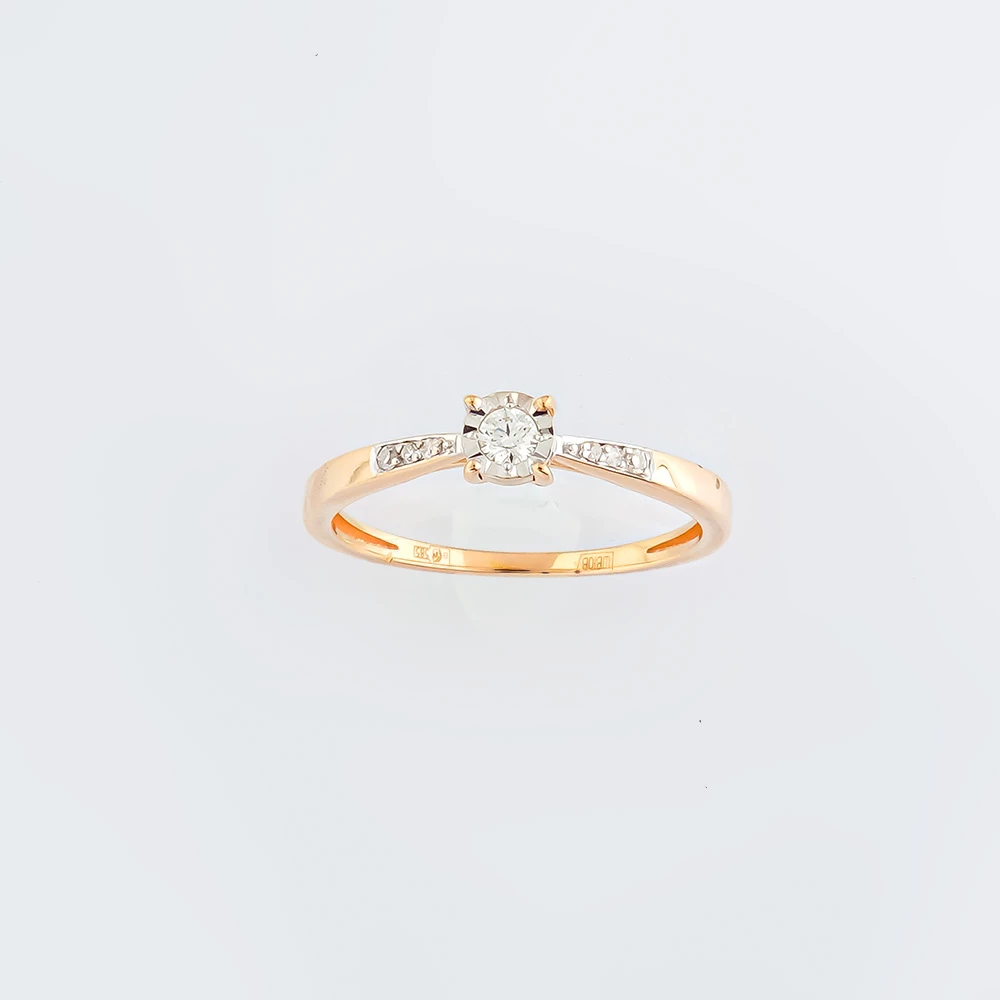 Кольцо с бриллиантом из красного золота 585 пробы