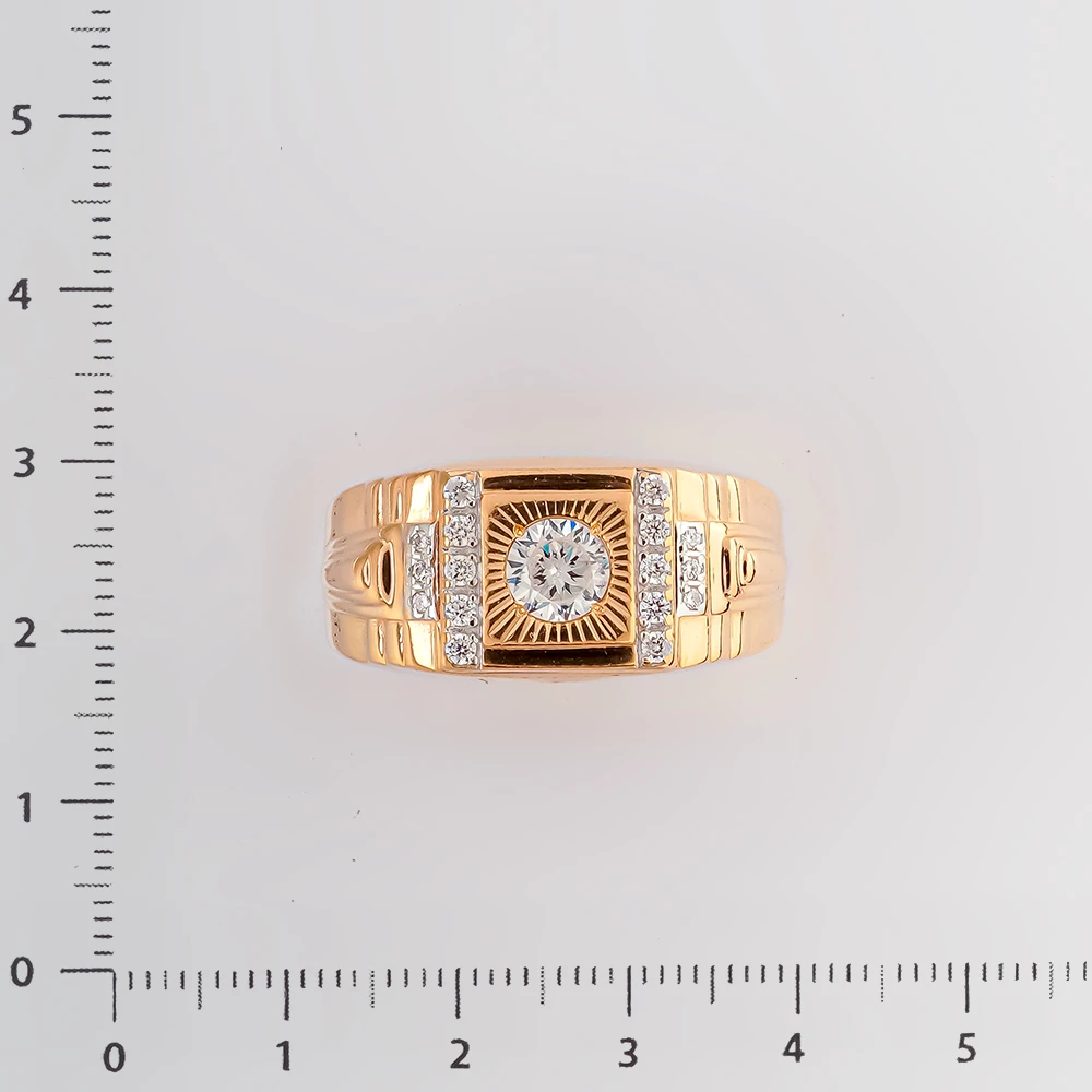 Кольцо с фианитом из красного золота 585 пробы