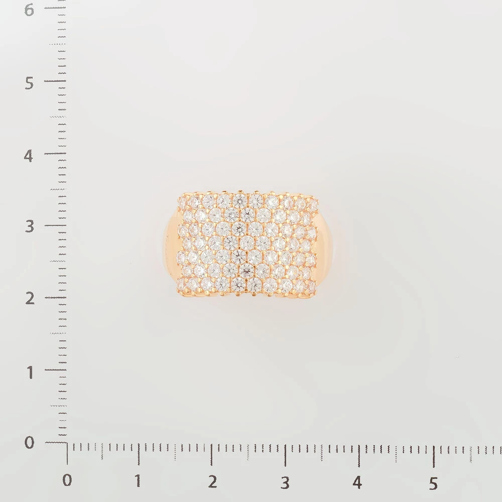 Кольцо с фианитом из красного золота 585 пробы